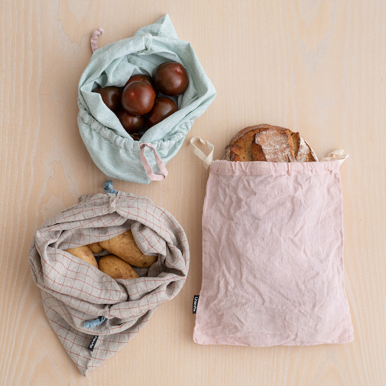 Bolsa de lino reutilizable para pan y alimentos