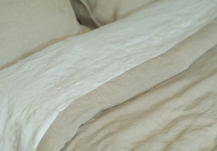 Ropa de cama de lino stonewashed con textura relajada