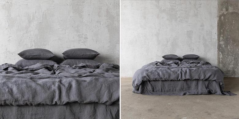 Ropa-de-cama-de-lino-gris
