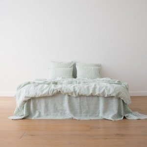 Mint Conjunto de Cama de Lino Ticking Stripe
