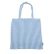 Vista frontal de bolso tote de lino a cuadros vichy azules sobre fondo blanco
